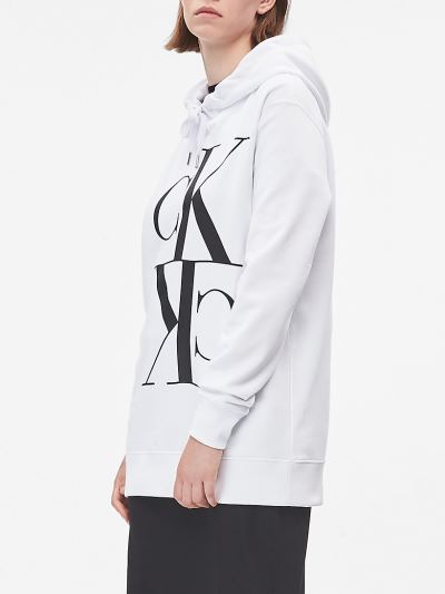 Calvin Klein Ruhák HU567654 | Calvin Klein Organic Cotton Logo Női Kapucnis Pulóver Világos Fehér
